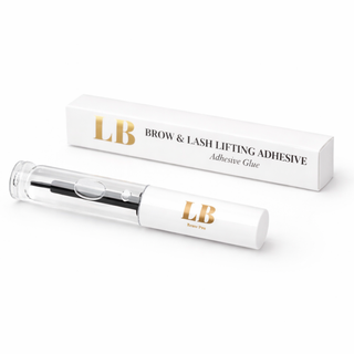 LB Brow & Lash Lifting Adhesive with packaging on a white background from the london brow company