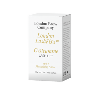 Box of London Brow Company LashFixx Cysteamine Lash Lift on a white background