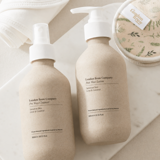 London Brow Pre-Wax Cleanser and Post-Wax Lotion professional waxing care set