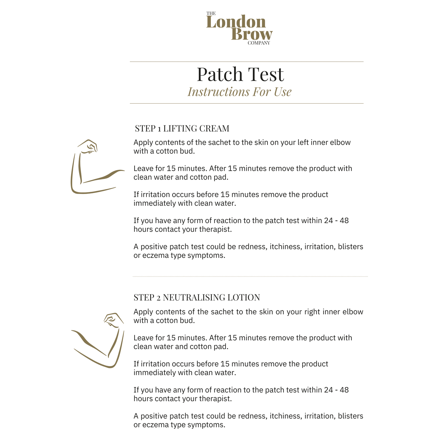 Client Patch Test Instructions London Brow Lamination - The London Brow Company