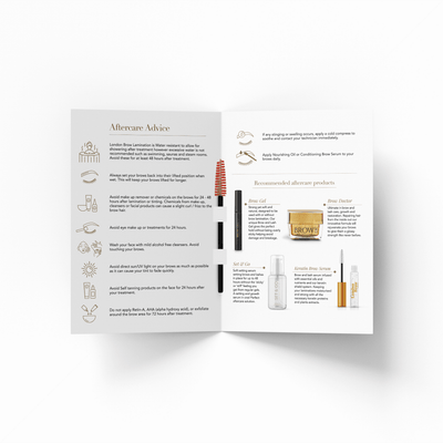 London Brow - Brow Lamination Aftercare Leaflets - The London Brow Company