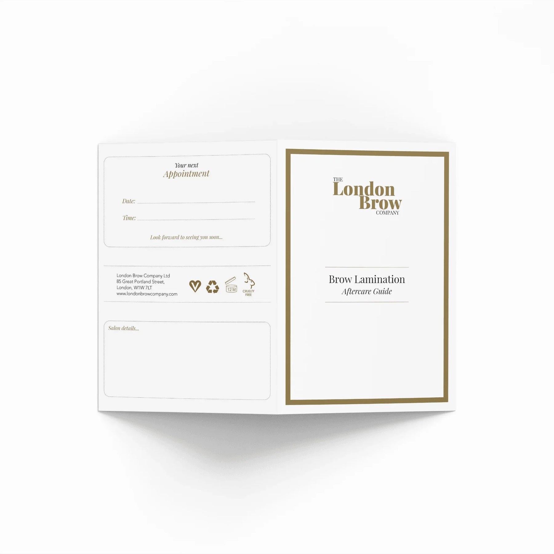 London Brow Lamination Aftercare Leaflets x 25 The London Brow Company