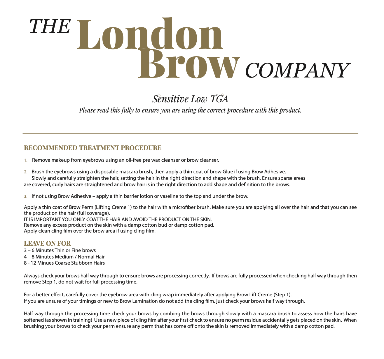 London Brow Lite Lamination Instructions - (Sensitive) - The London Brow Company