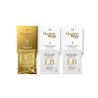 London Brow PRO professional brow lamination system with Step 1, Step 2 and Step 3 sachets