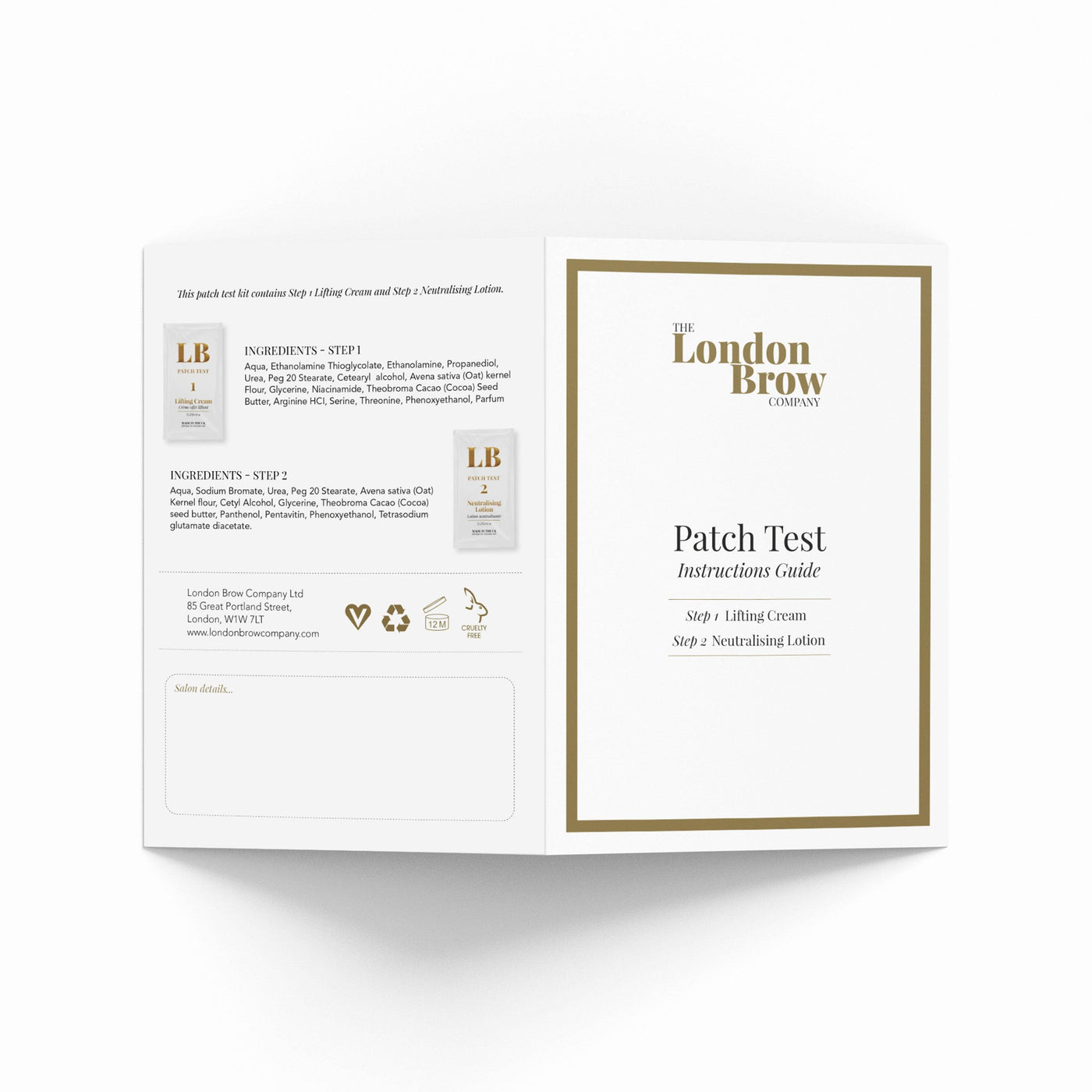 London Brow - Patch Test Sachets with Client Patch Test Cards - The London Brow Company